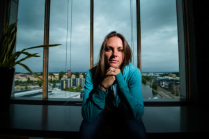 Karlstad 2015-07-21 Erica Jarder på presskonferensen inför Karlstad Grand prix, Folksam Grand Prix.