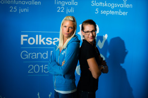 Karlstad 2015-07-21 Erika Kinsey och Sofie Skoog  på presskonferensen inför Karlstad Grand prix, Folksam Grand Prix.